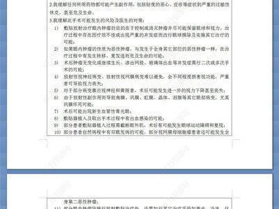 眼内肿瘤放射敷贴器近距局部放射治疗同意书